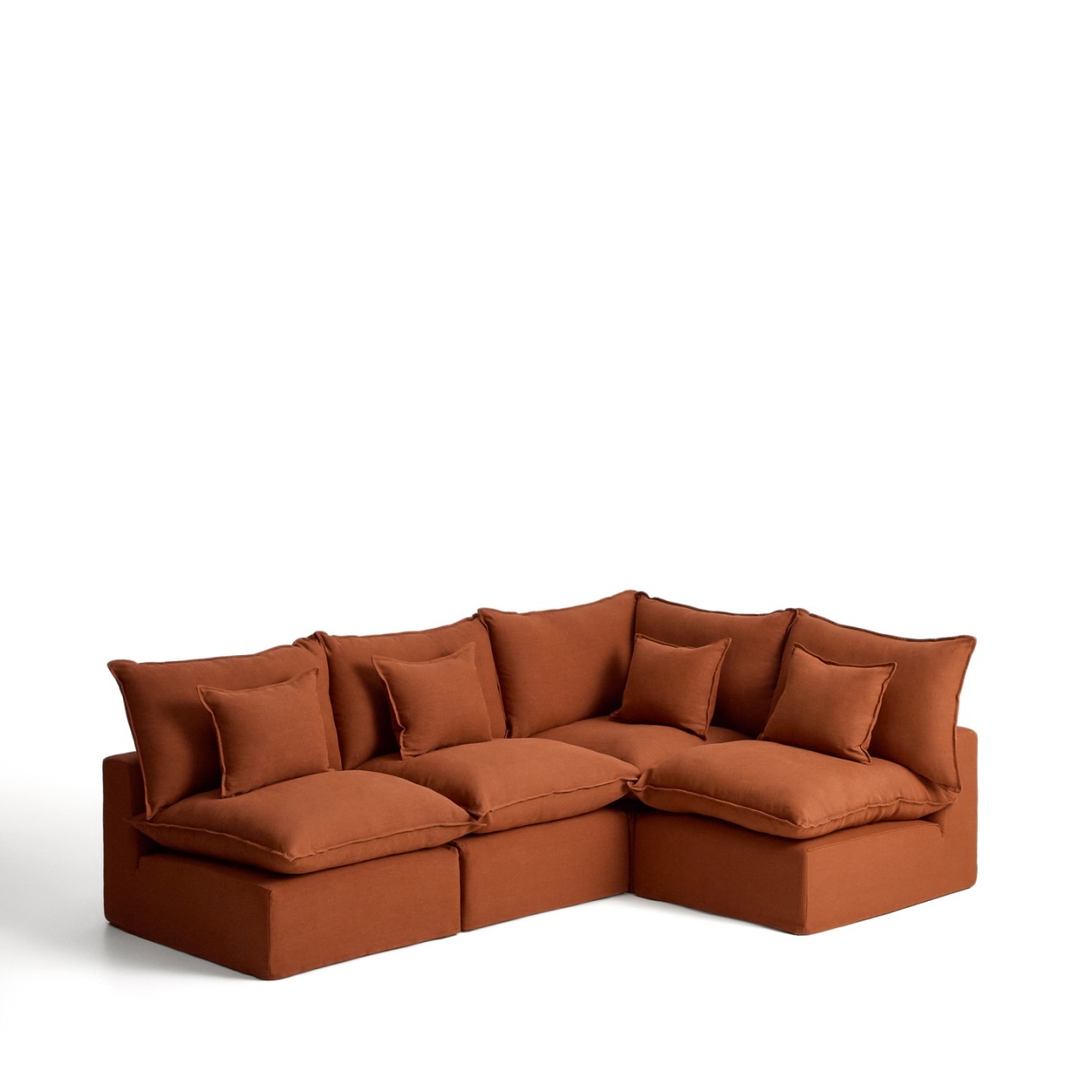 Sofas Canapea modulara cu colt maro teracota din textil pentru 4 persoane Anarela S Right Kave Home