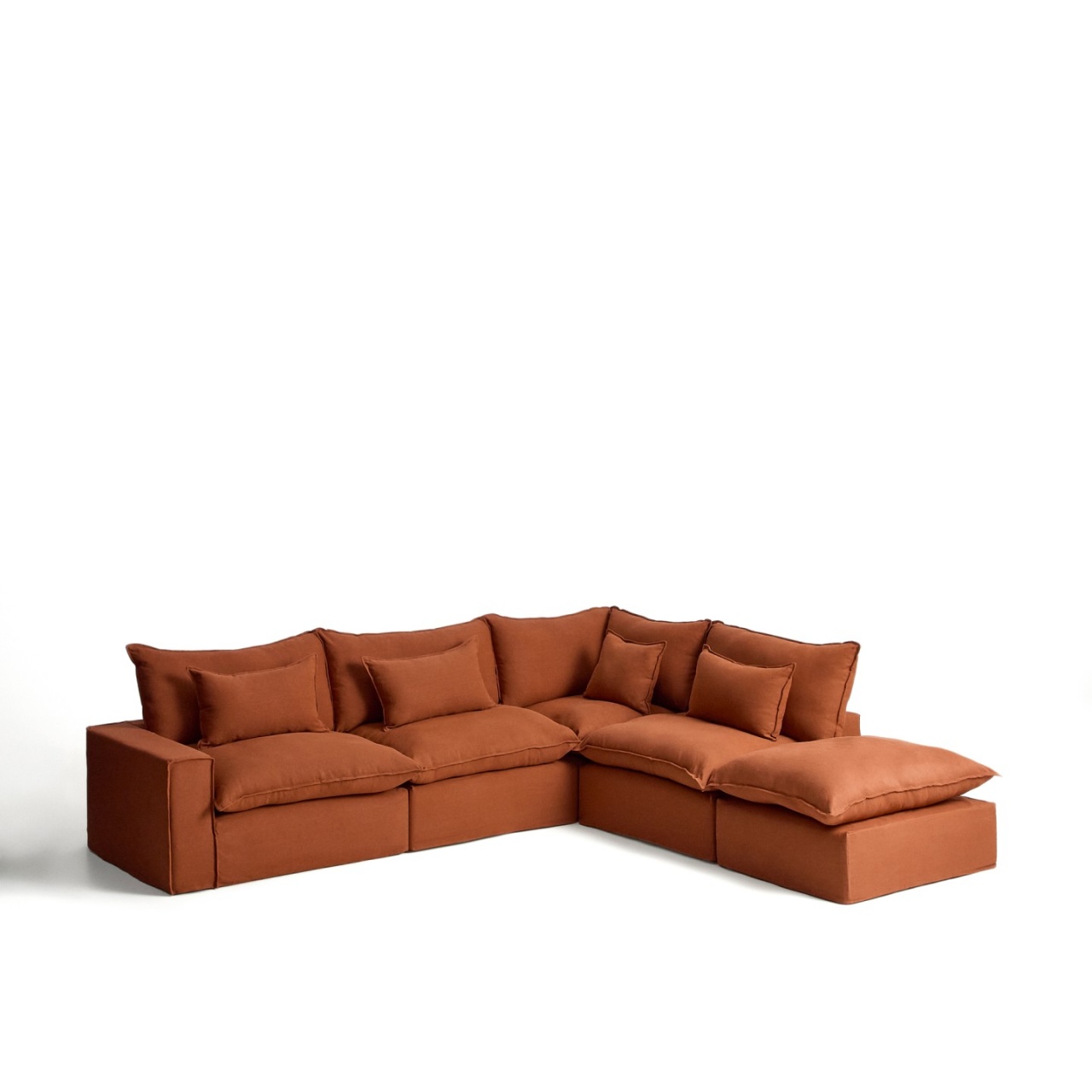 Sofas Canapea modulara cu colt maro teracota din textil pentru 6 persoane Anarela Right Kave Home