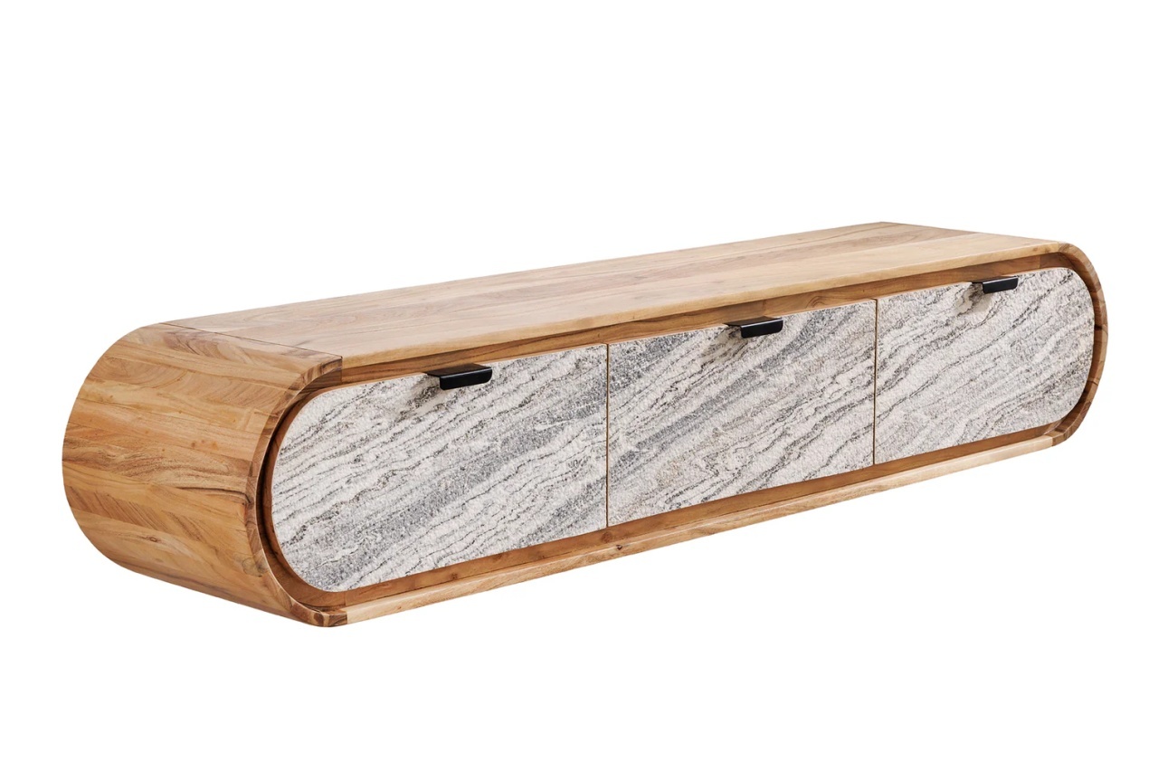 comoda sertare Comoda TV pentru perete gri/maro din lemn 160 cm Organic The Home Collection