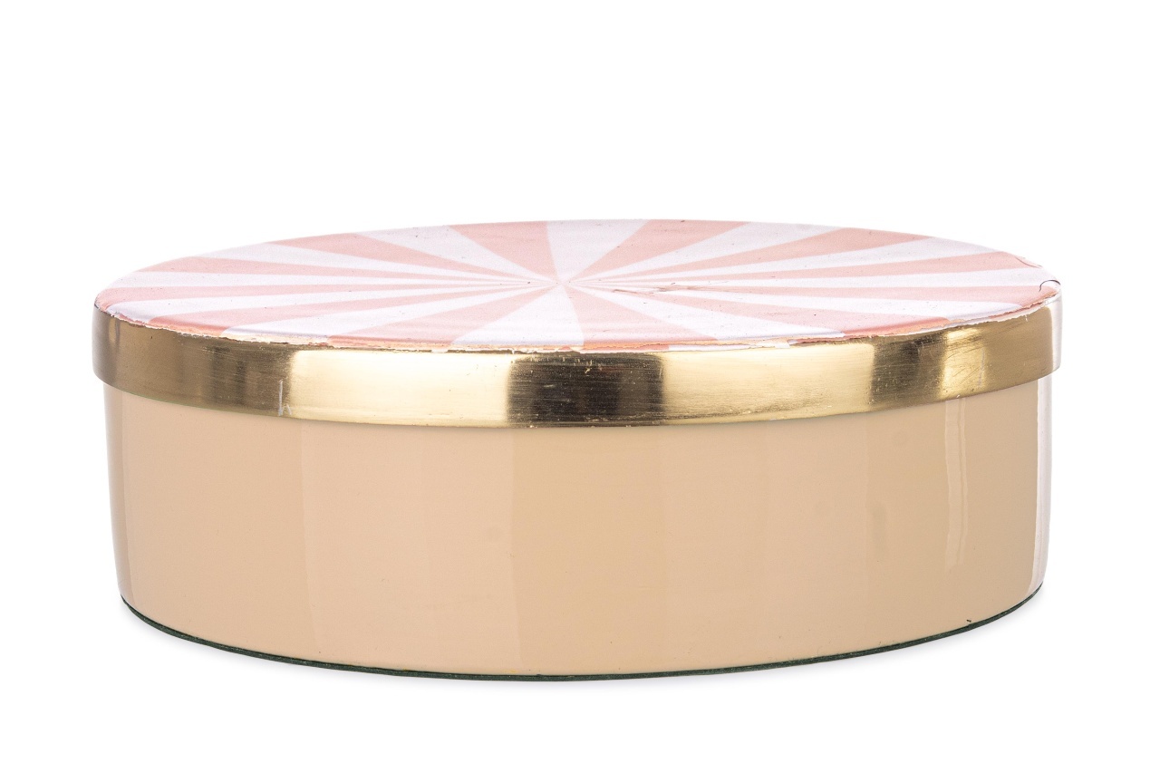 Decorative Bowls Cutie cu capac roz/aurie din metal Donya Big Bizzotto