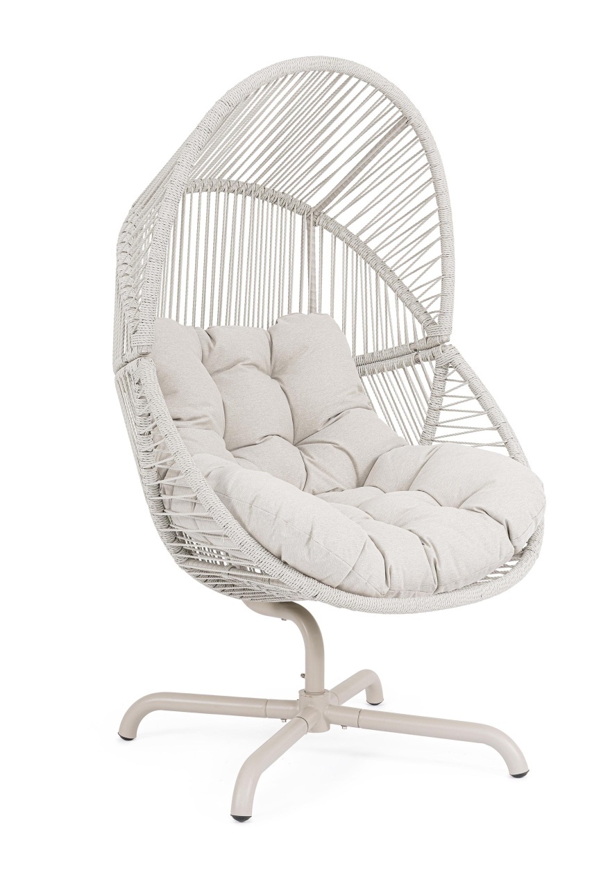 Outdoor Furniture Fotoliu rotativ exterior gri/crem din textil Palawan Bizzotto