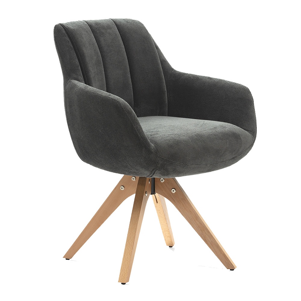 Quiet Object Fotoliu rotativ gri antracit din textil Leire Quiet Object