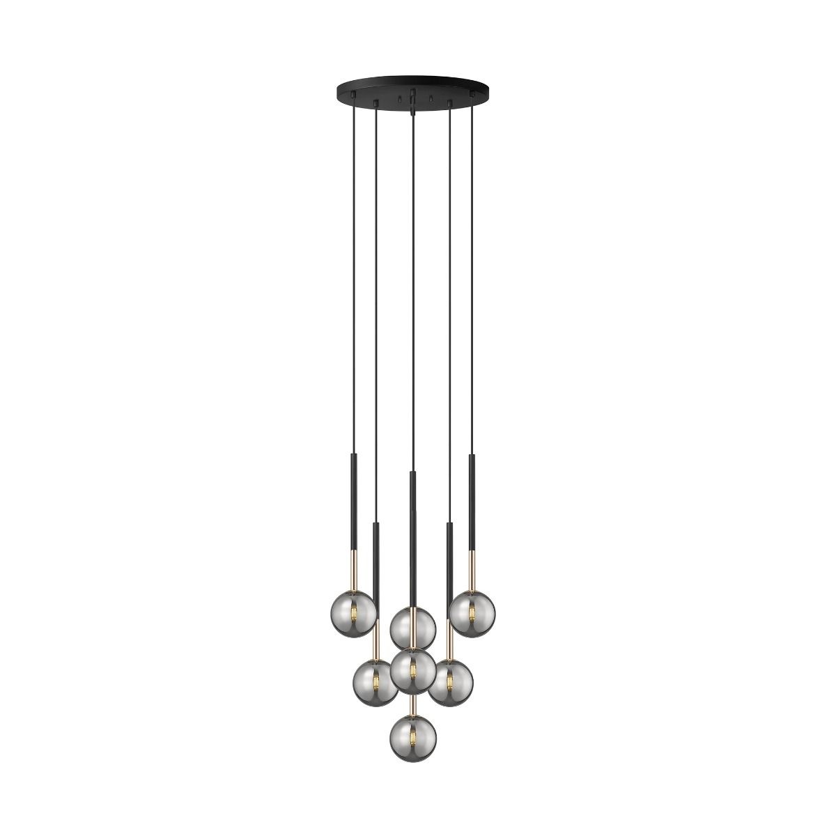 Lighting Fixtures Lustra neagra/aurie din metal cu 7 becuri Arcturus Zuma Line