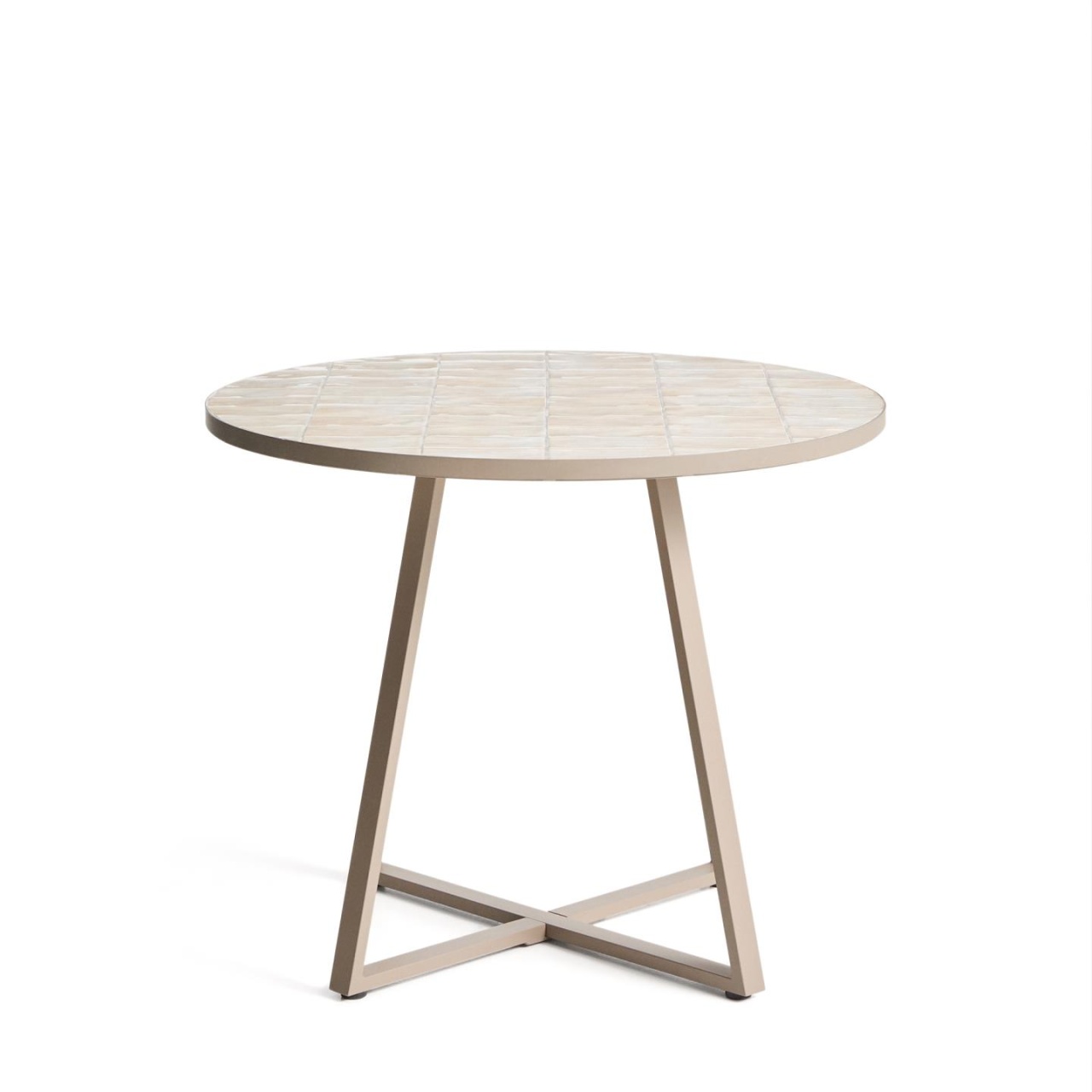 Outdoor Furniture Masa dining exterior bej/ecru din metal 90 cm Tella Kave Home