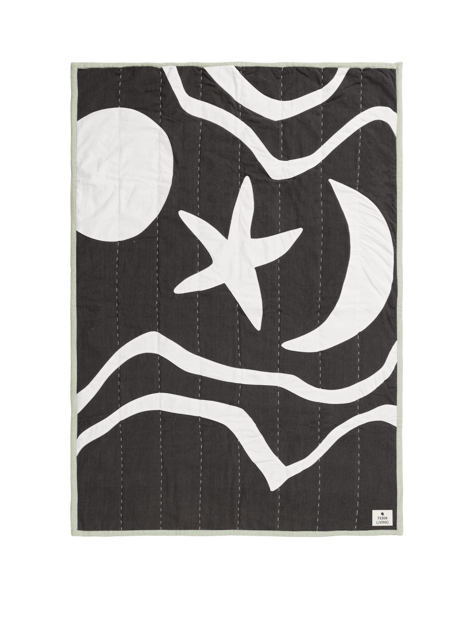 Linens & Bedding Pled matlasat gri carbune/verde din bumbac 80x120 cm Kove Ferm Living