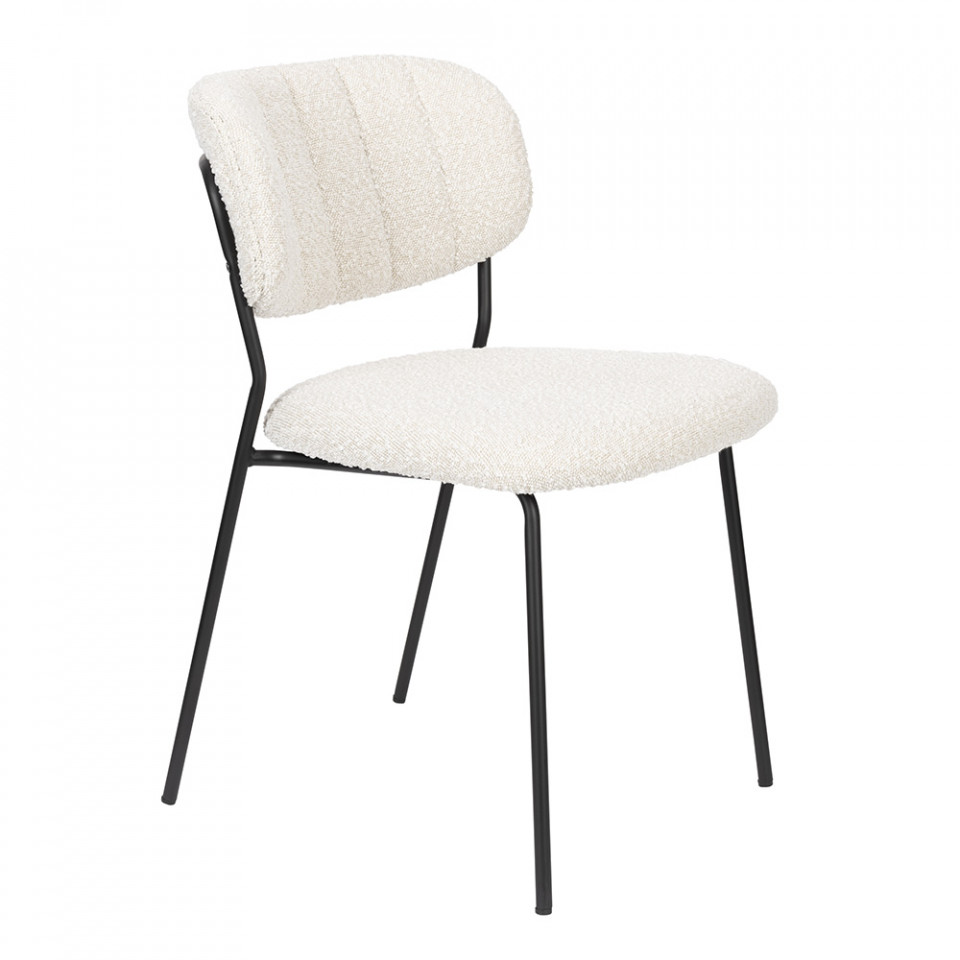 Scaun dining alb/negru din textil Jolien Quiet Object