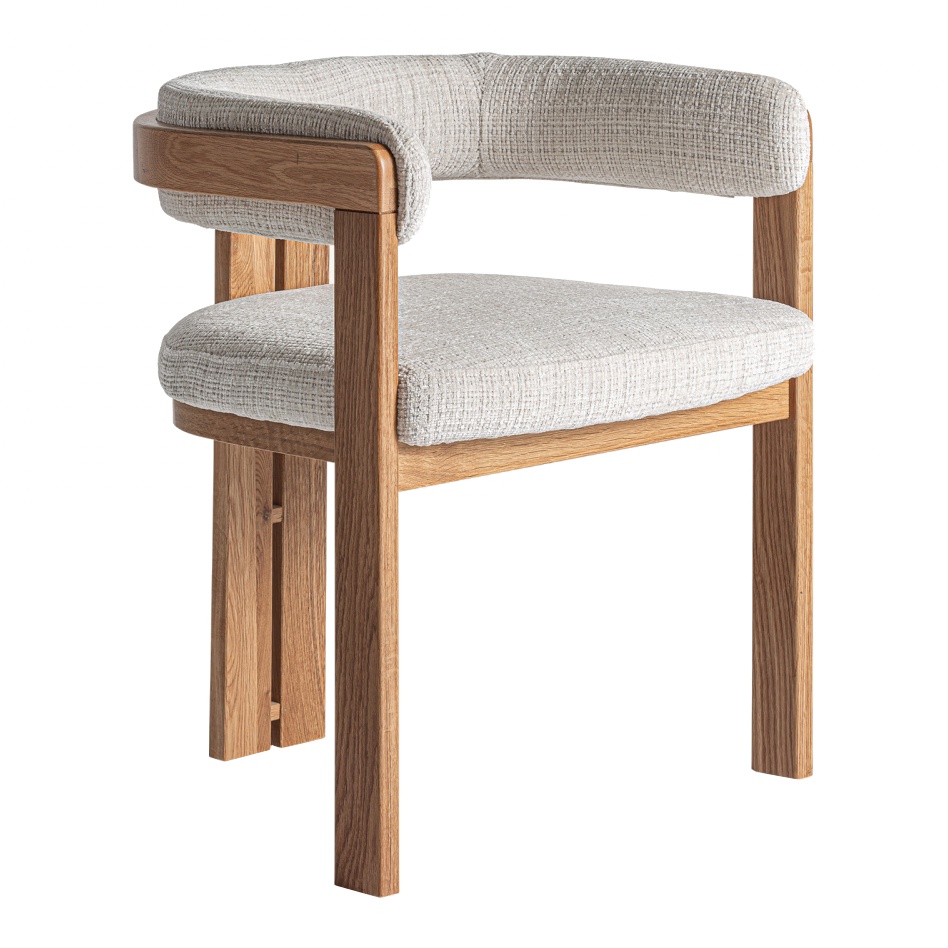 Chairs Scaun dining bej/maro din textil Sedzere Vical Home