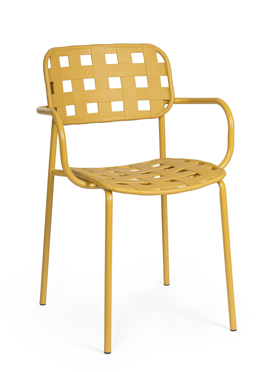 Outdoor Furniture Scaun dining exterior ocru din metal Clover Arm Bizzotto
