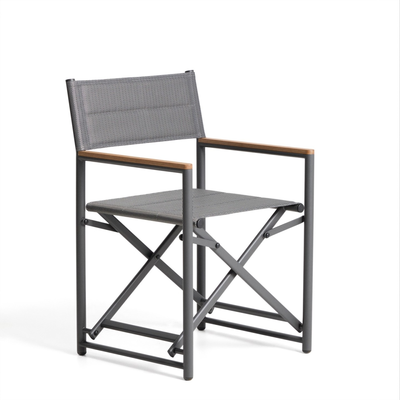 Outdoor Furniture Scaun pliabil exterior gri grafit din metal Tisno Kave Home