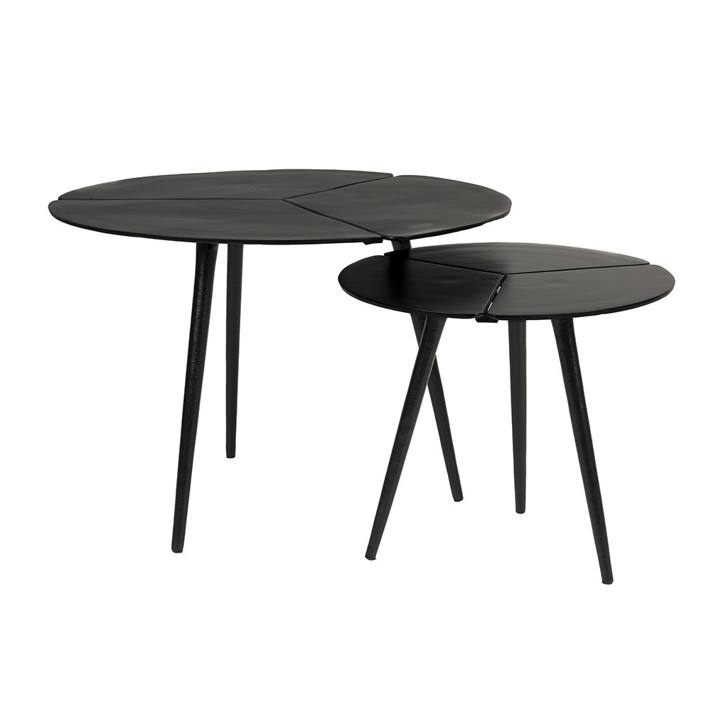 mese pliabile Set 2 mese laterale negre din metal Kourdebour Quiet Object