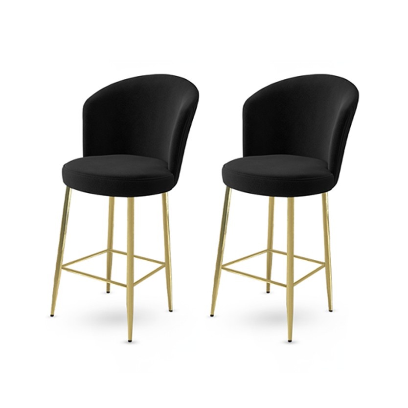 Chairs Set 2 scaune bar negre/aurii din textil Alte The Home Collection