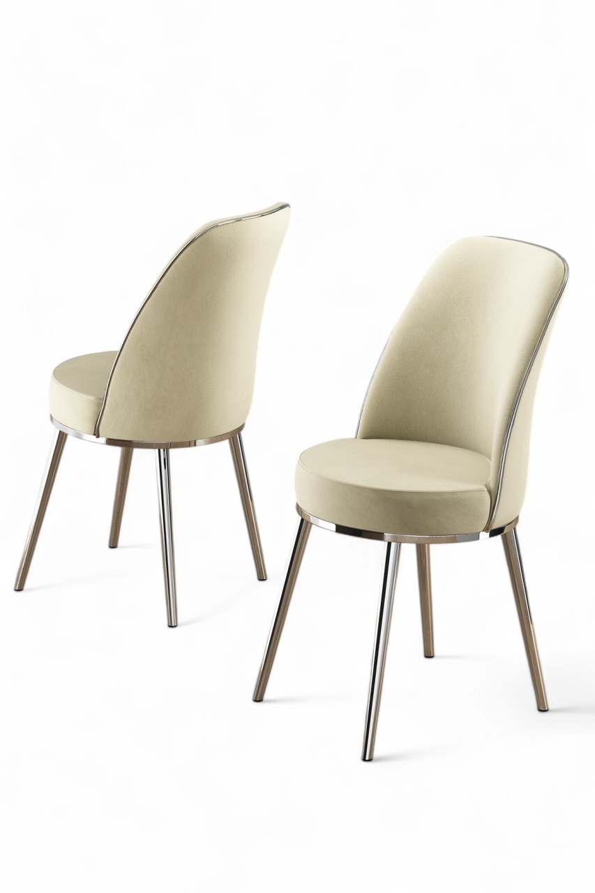 Set 2 scaune dining crem/argintii din textil Pefa The Home Collection