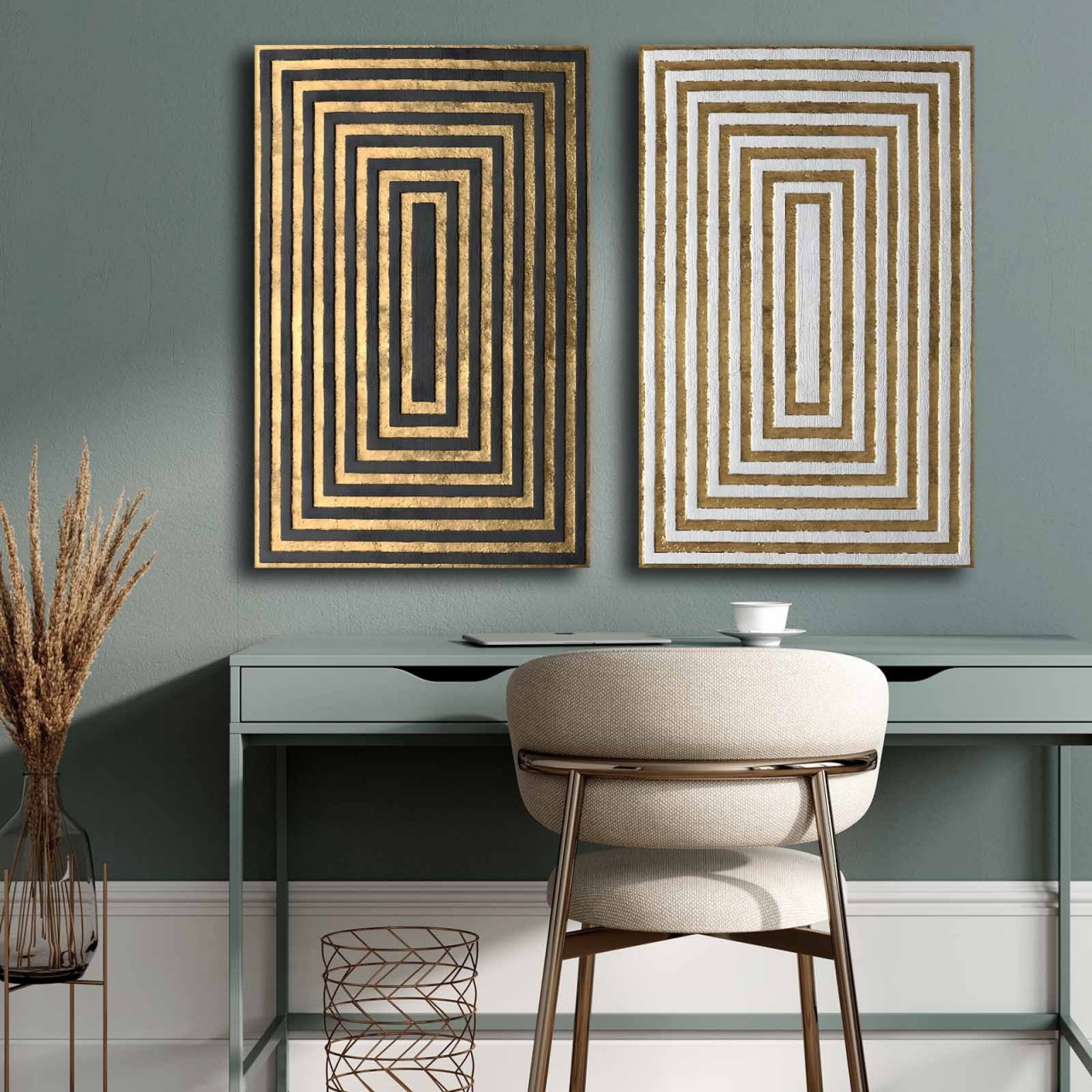 Posters, Prints, & Visual Artwork Set 2 tablouri multicolore din fibre naturale 45x70 cm Madera The Home Collection