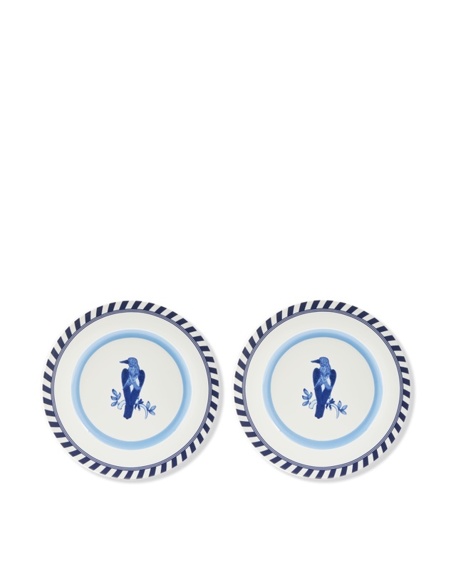 Plates Set 4 farfurii multicolore/albastru inchis din ceramica 27 cm Bird Patterned Pols Potten