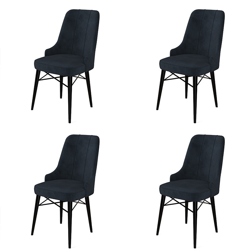 Chairs Set 4 scaune dining gri antracit/negre din textil Pare The Home Collection