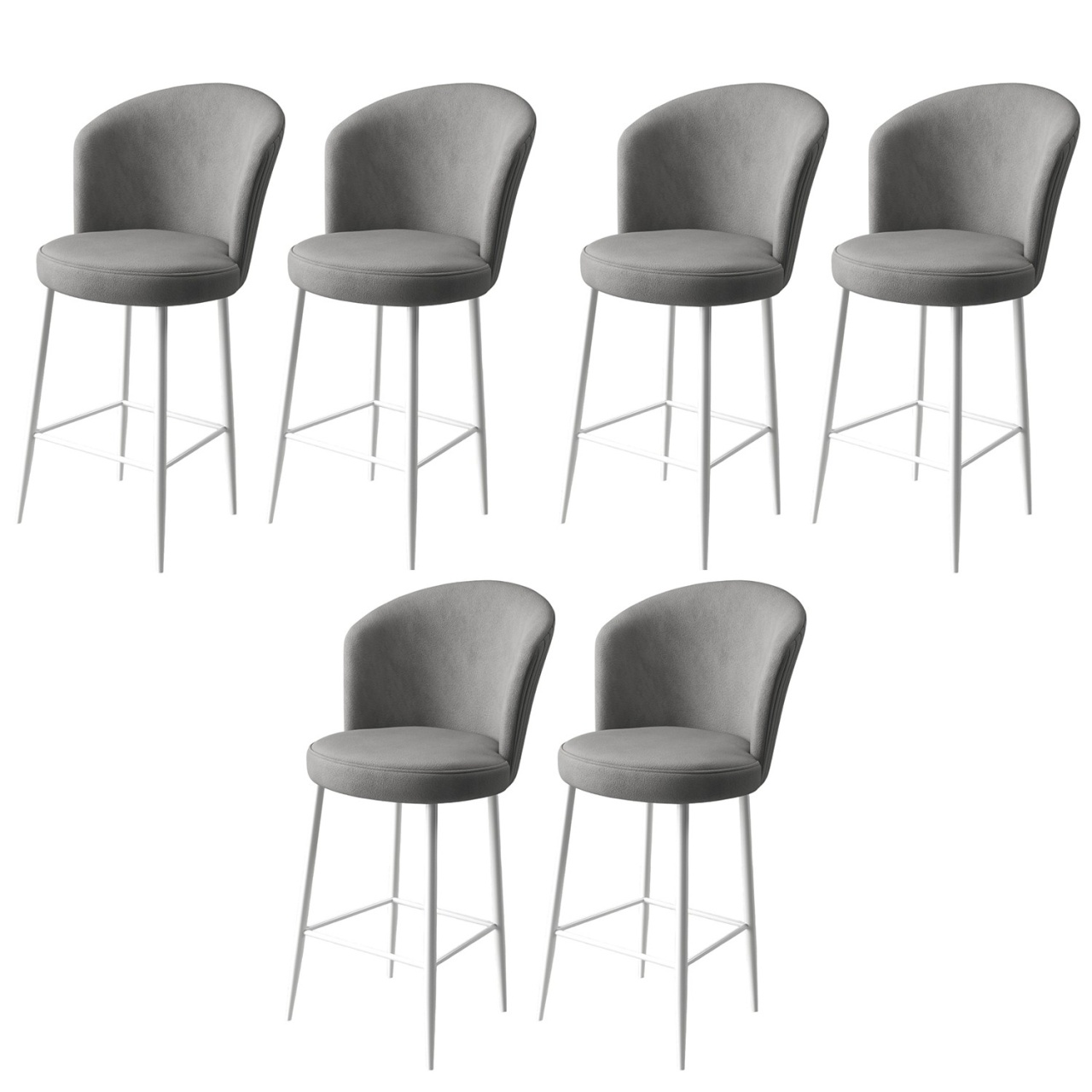 Chairs Set 6 scaune bar gri/alb din textil Fora The Home Collection