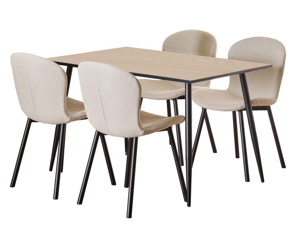 Set masa dining si 4 scaune maro/neagra din metal Wilma Actona Company