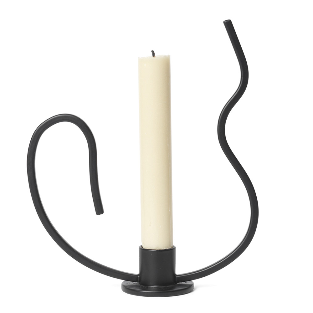 Candle Holders Suport lumanare negru din metal 18 cm Low Valse Ferm Living