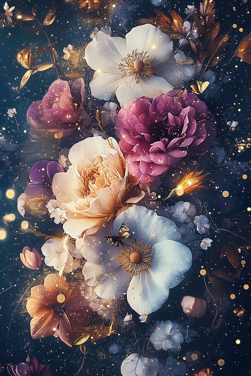 floor lights Tablou multicolor din sticla 80x120 cm Flowers with lights Ter Halle