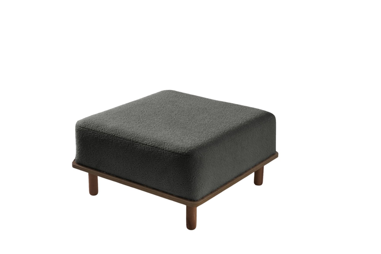 Ottomans Taburet patrat gri antracit din textil 68x69 cm Pia The Home Collection