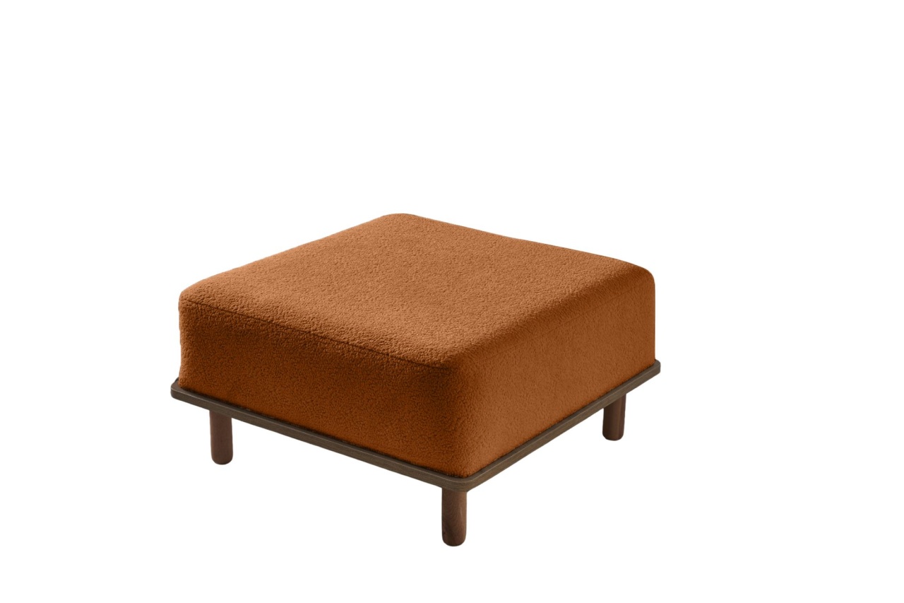 Ottomans Taburet patrat portocaliu din textil 68x69 cm Pia The Home Collection