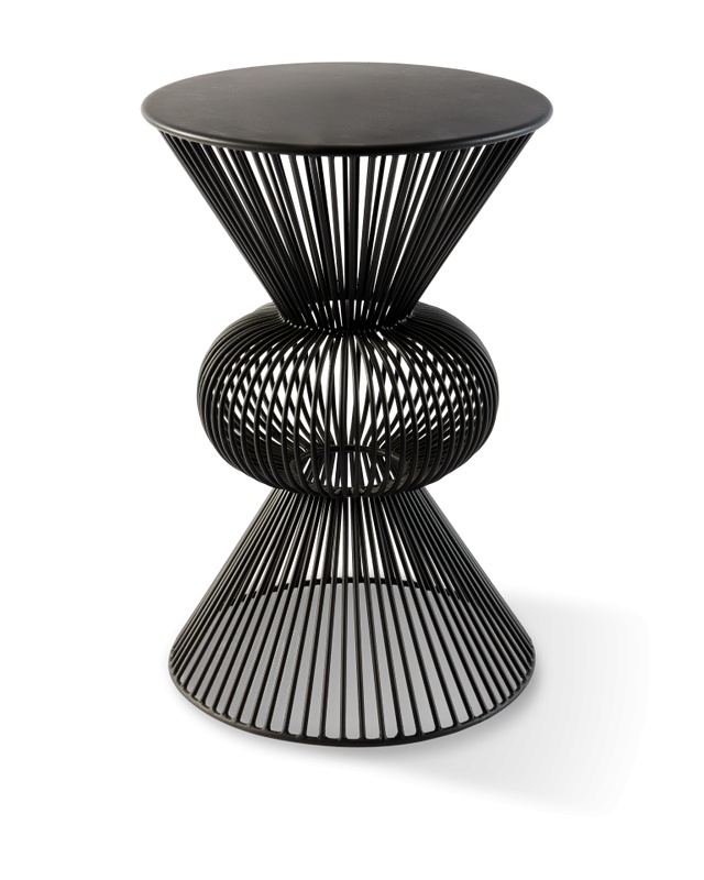 Accent Tables Taburet rotund negru din metal 30 cm Wired Ball Pols Potten
