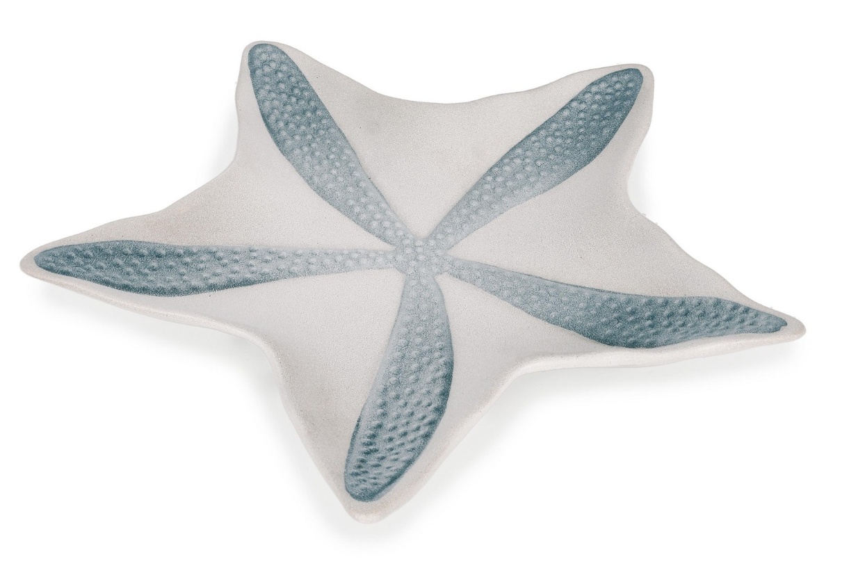 piatra alba decorativa Tava decorativa alba/albastra din ceramica 28x33 cm Ortigia Starfish Bizzotto
