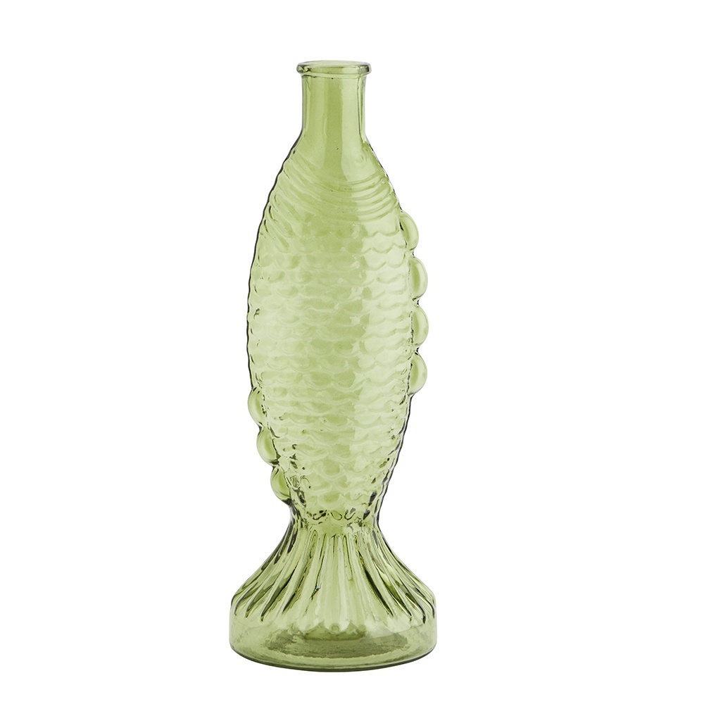 Vases Vaza verde din sticla 30 cm Fish Madam Stoltz