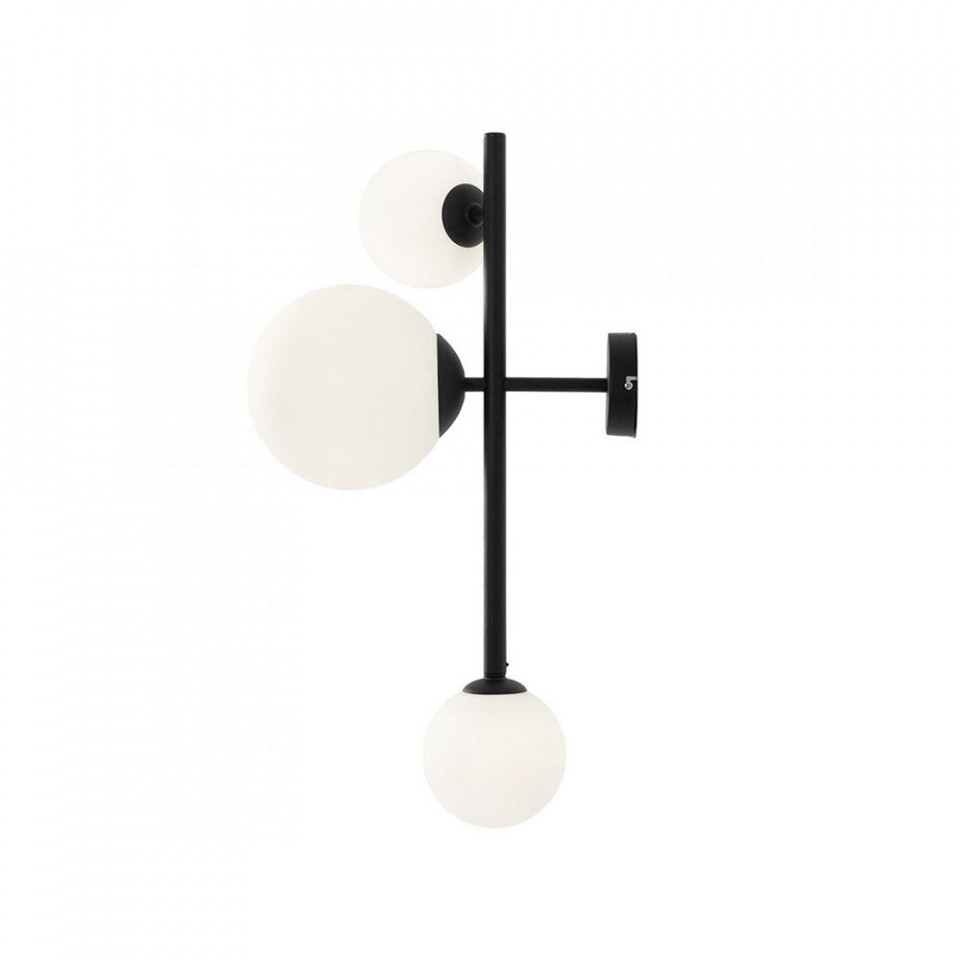 Quiet Object Aplica neagra/alba din sticla cu 3 becuri Dione Quiet Object