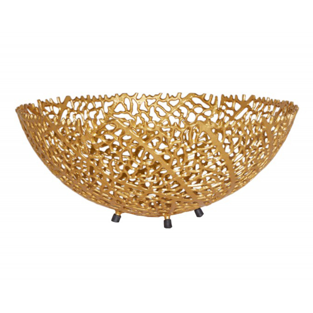 bol popcorn Bol decorativ auriu din metal 45x46 cm Abstract The Home Collection