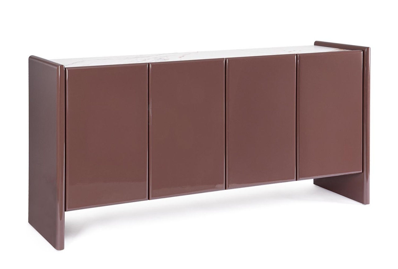 Furniture Bufet inferior maro caramiziu din piatra 163 cm Otilia Bizzotto
