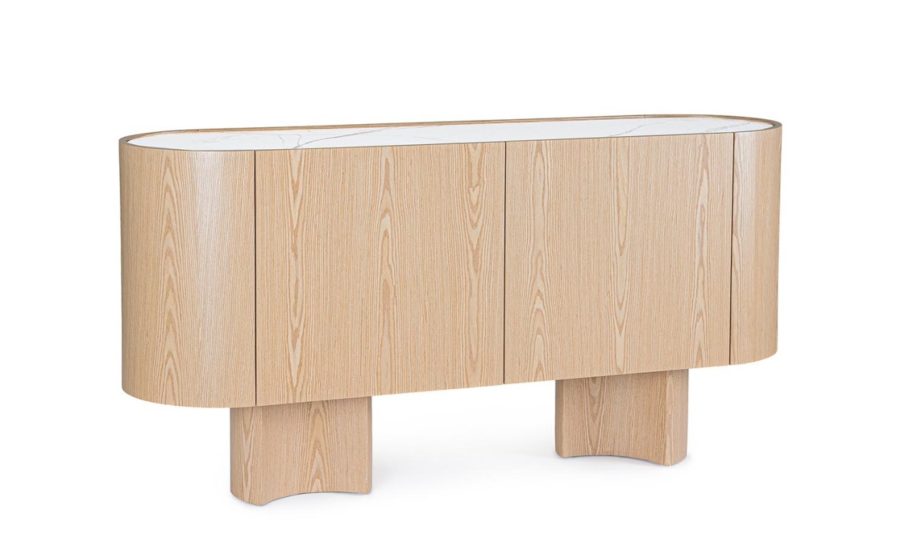 Furniture Bufet inferior maro din piatra 160 cm Otilia Oak Bizzotto