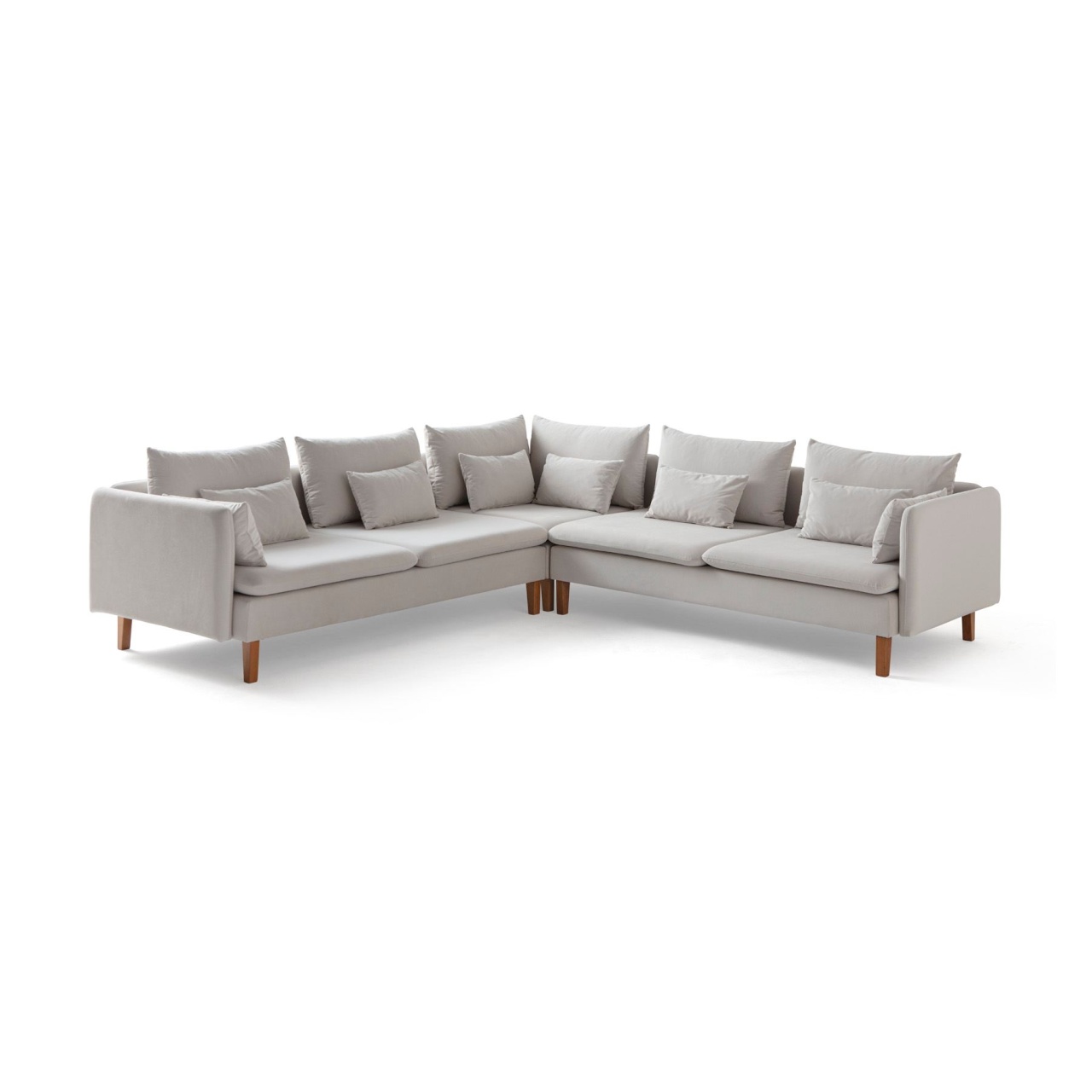 Sofas Canapea cu colt crem din textil 285 cm Flexy L Velvet The Home Collection