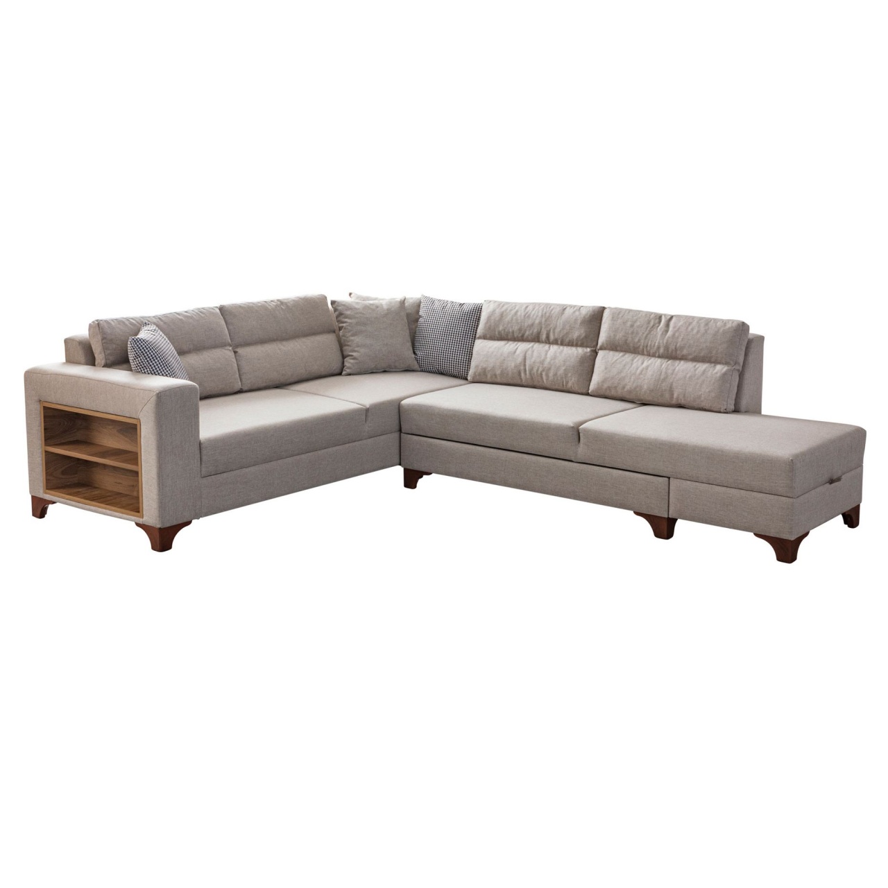 Sofas Canapea cu colt extensibila crem din textil 285 cm Tloft Left The Home Collection