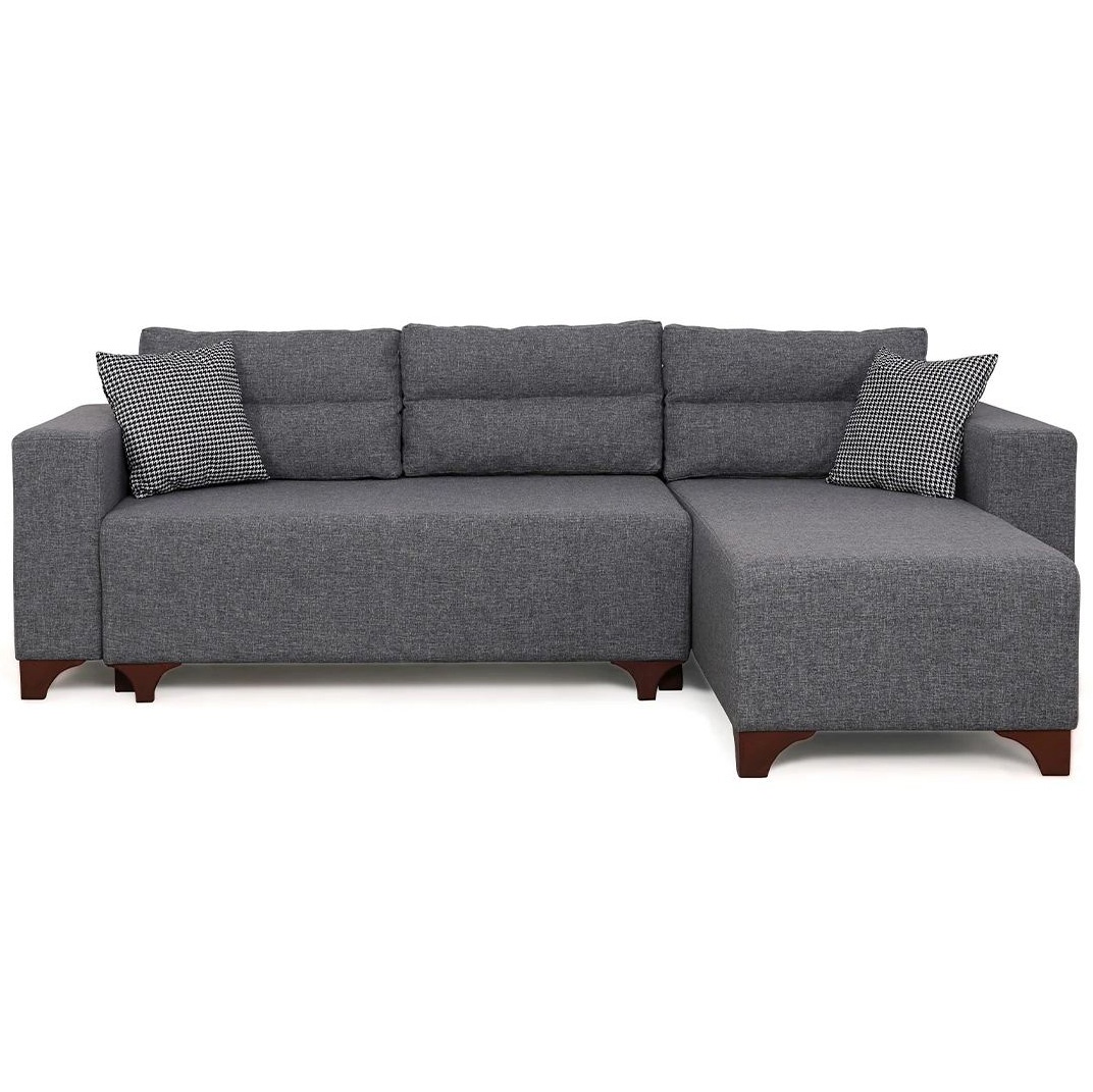 Sofas Canapea cu colt extensibila gri din textil 260 cm Tloft Mini Right The Home Collection