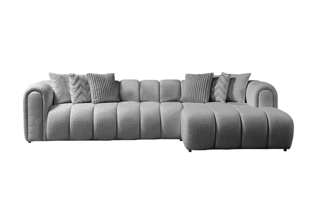 Sofas Canapea cu colt gri din textil 265 cm L-Line Right Boucle The Home Collection