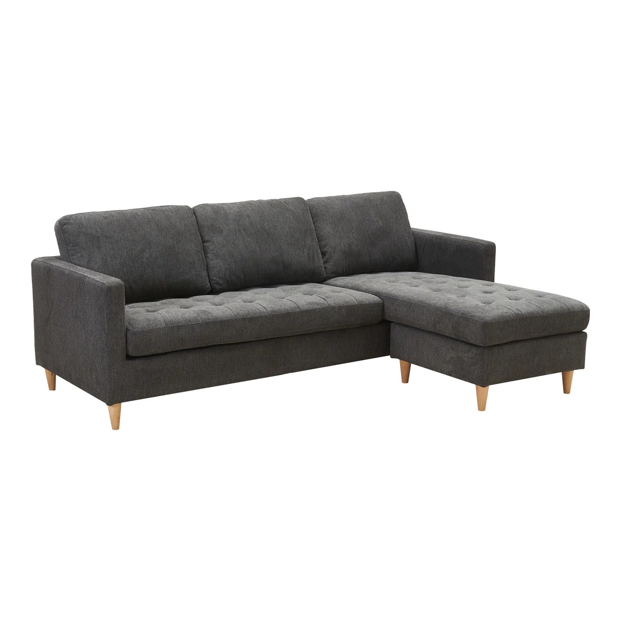 Sofas Canapea cu colt gri inchis din textil 219 cm Firenze Right House Nordic