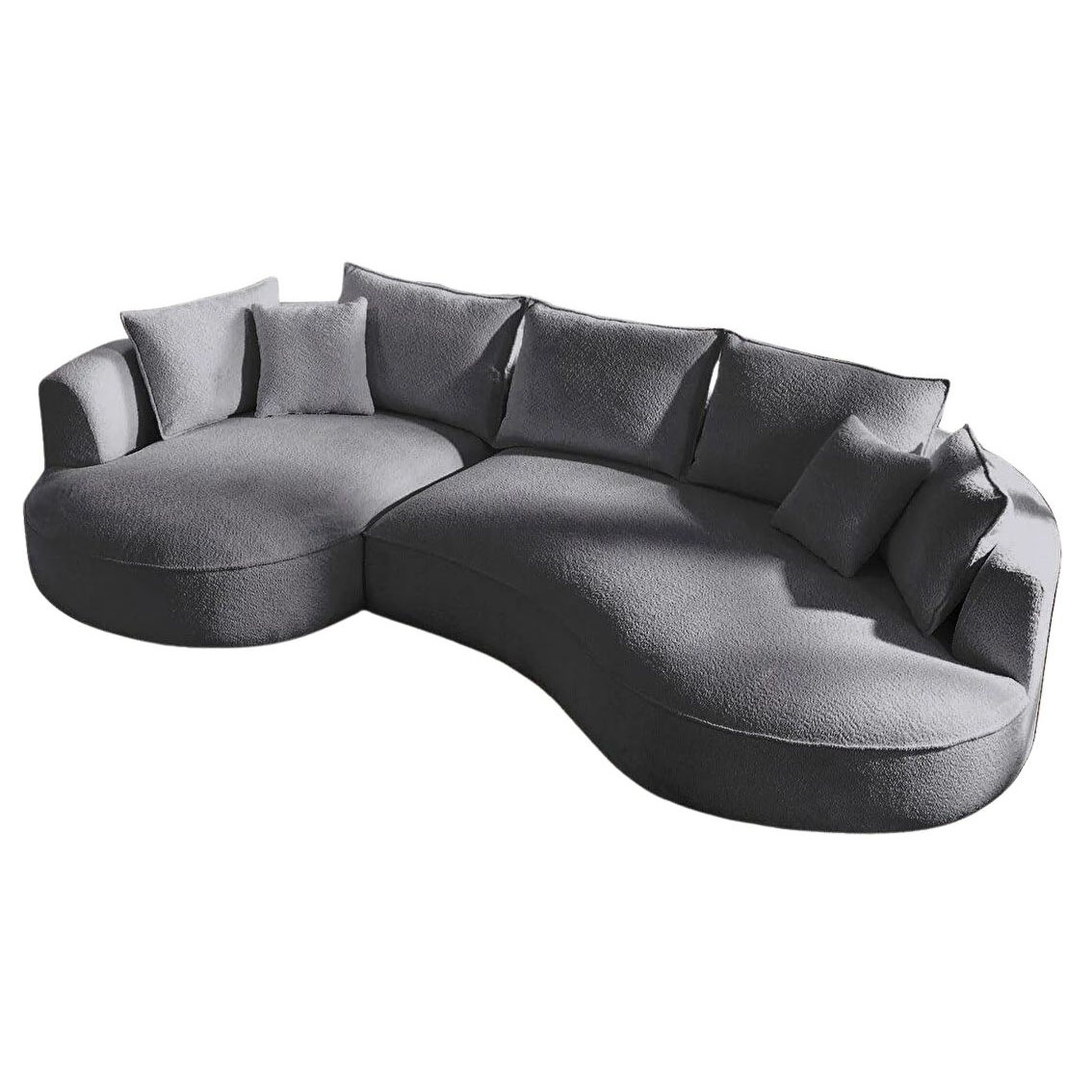 Sofas Canapea cu colt gri inchis din textil 317 cm Venedik Left The Home Collection