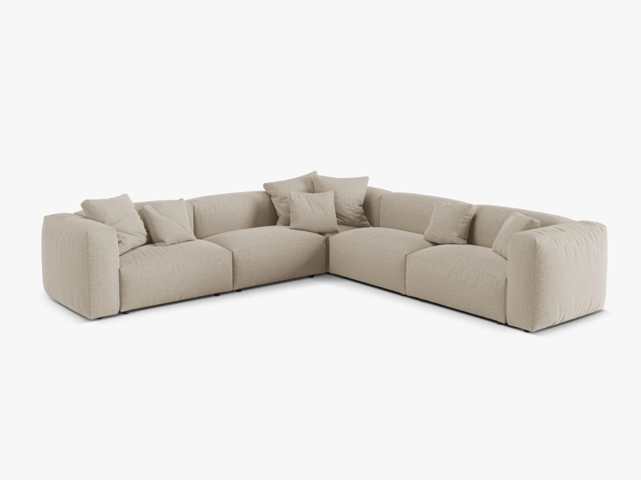 Canapea cu colt modulara bej deschis din textil pentru 5 persoane Martina Micadoni