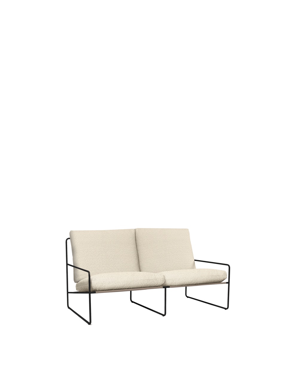 Outdoor Sofas Canapea exterior alb antic/neagra din textil pentru 2 persoane Desert Boucle Ferm Living