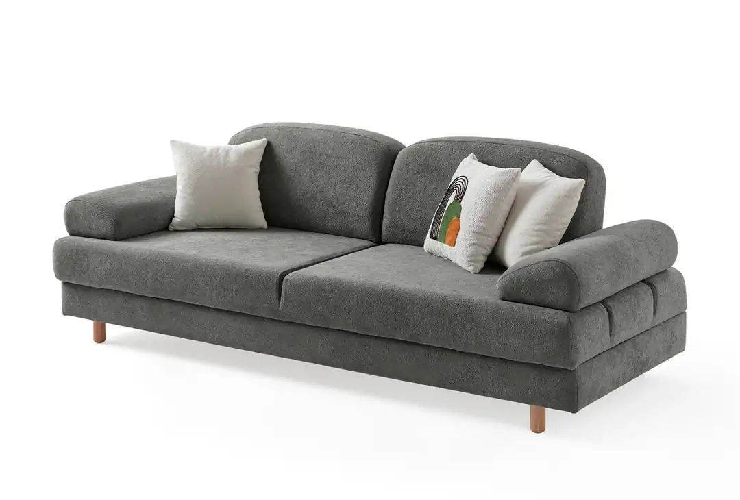 Sofas Canapea gri antracit din textil pentru 3 persoane Aries Boucle The Home Collection