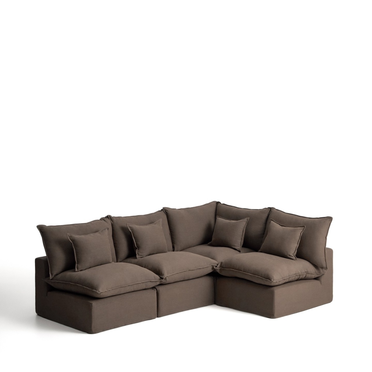 Sofas Canapea modulara cu colt grej din textil pentru 4 persoane Anarela S Right Kave Home