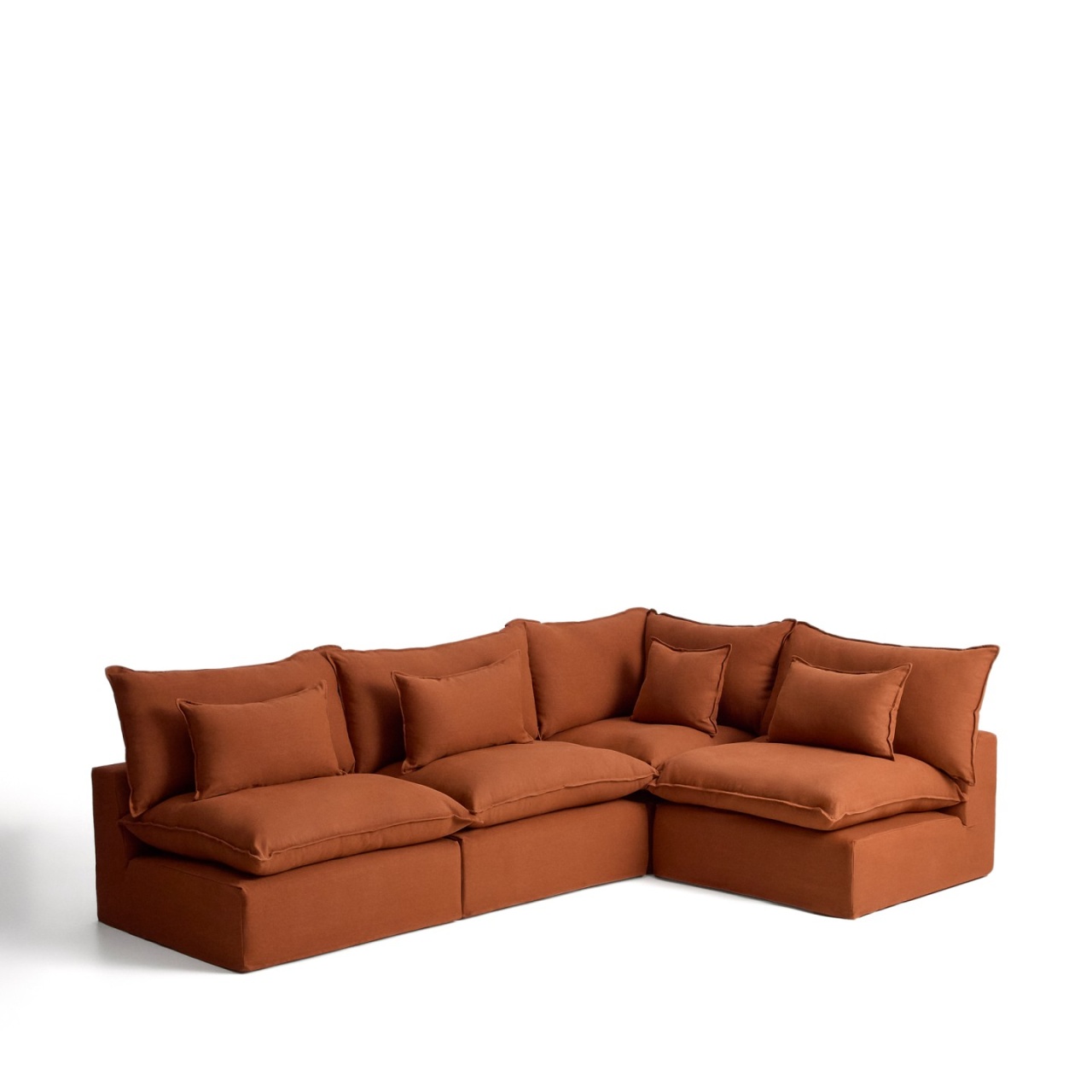 Sofas Canapea modulara cu colt maro teracota din textil pentru 6 persoane Anarela S Right Kave Home