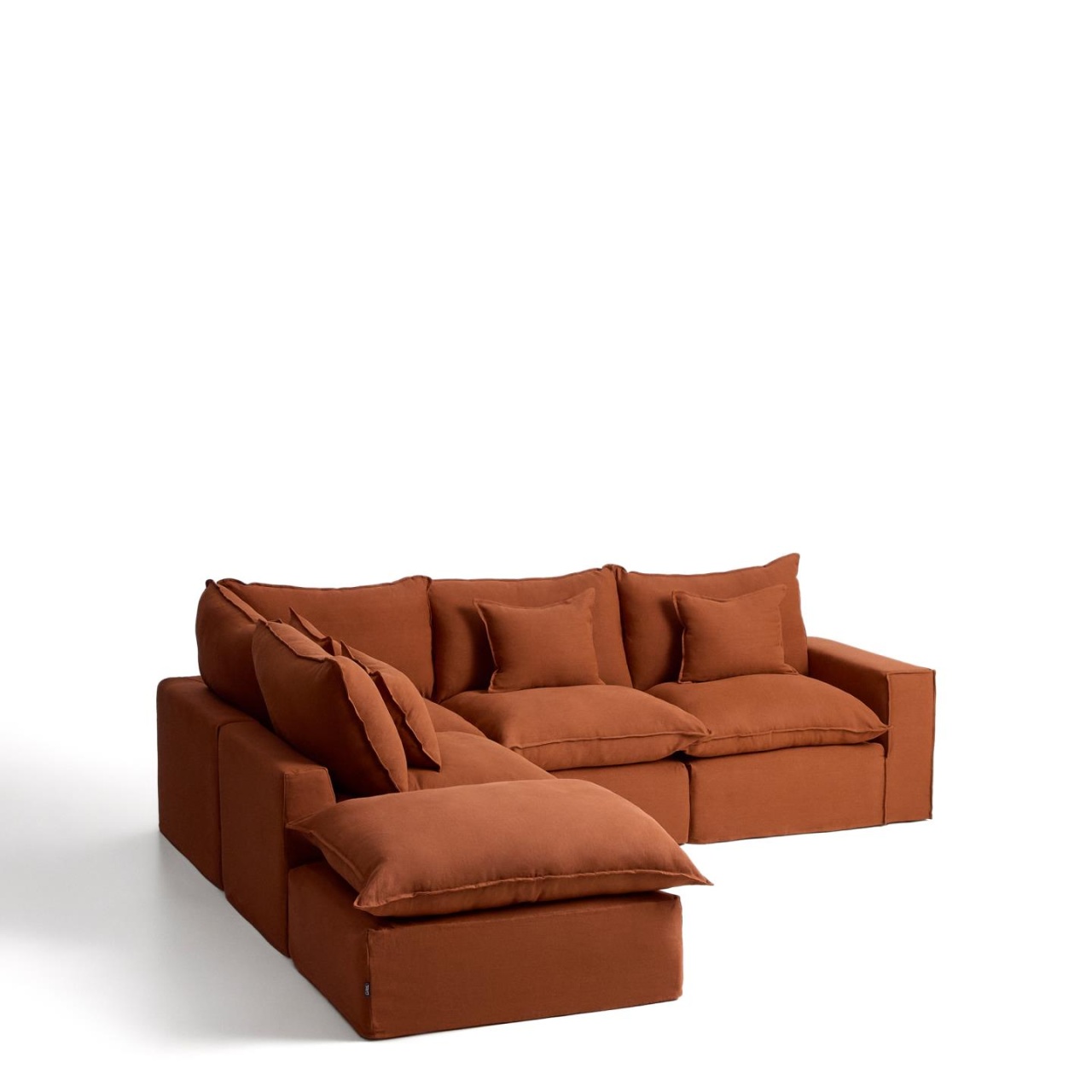 Sofas Canapea modulara cu colt maro teracota din textil pentru 6 persoane Anarela S Left Kave Home