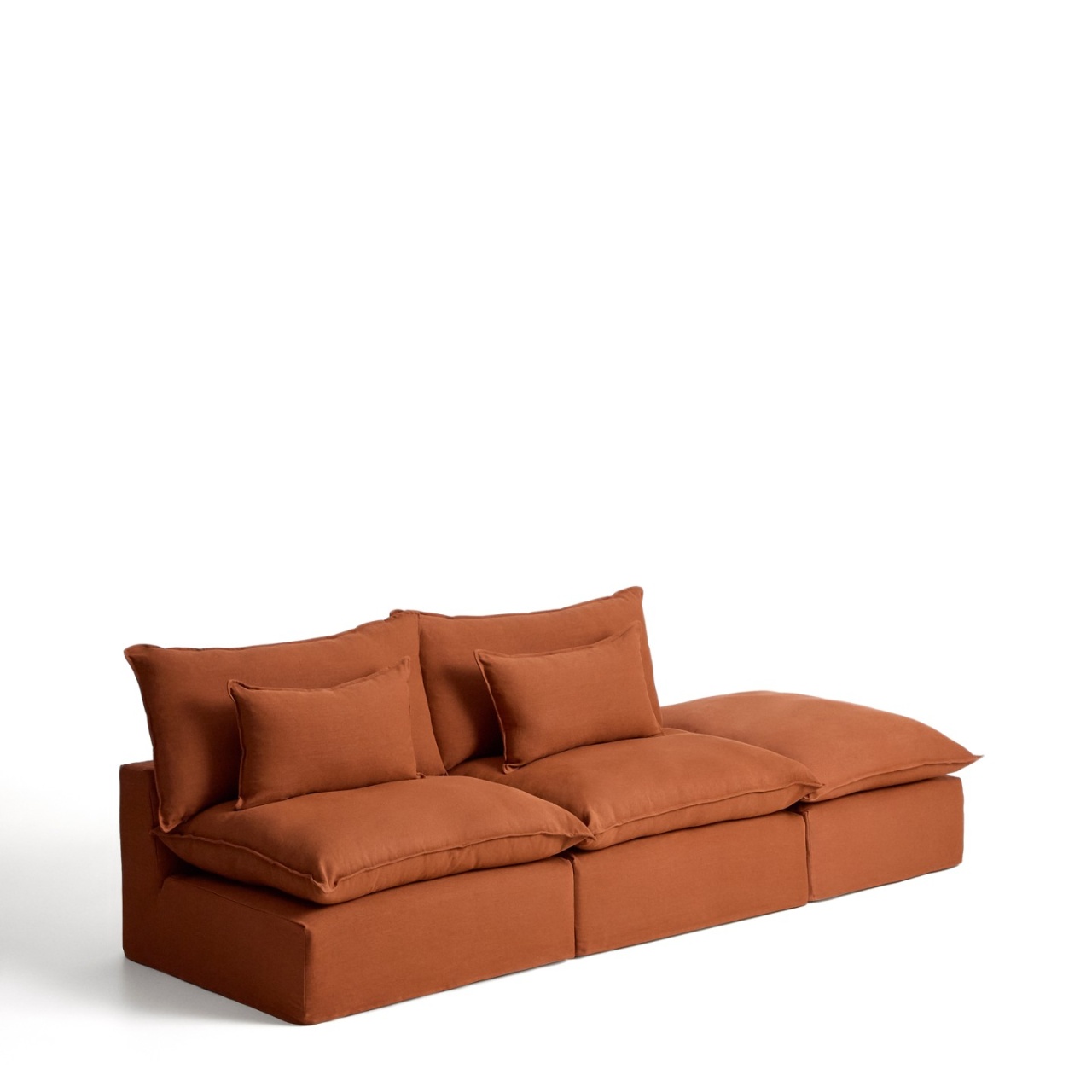 Sofas Canapea modulara maro teracota din textil pentru 3 persoane Anarela Left Kave Home