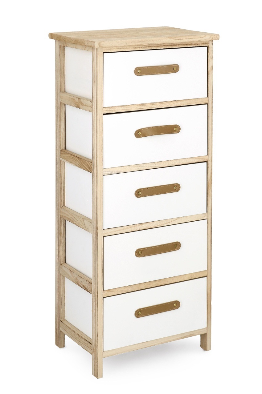 Dressers Comoda alba/maro din lemn 40 cm Reka Tall Bizzotto