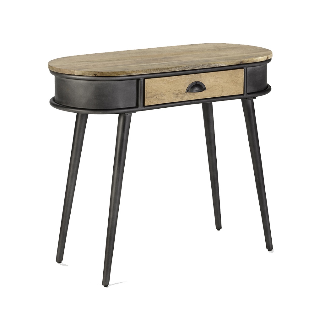 consola lemn masiv Consola maro/neagra din lemn 90 cm Delhi Quiet Object