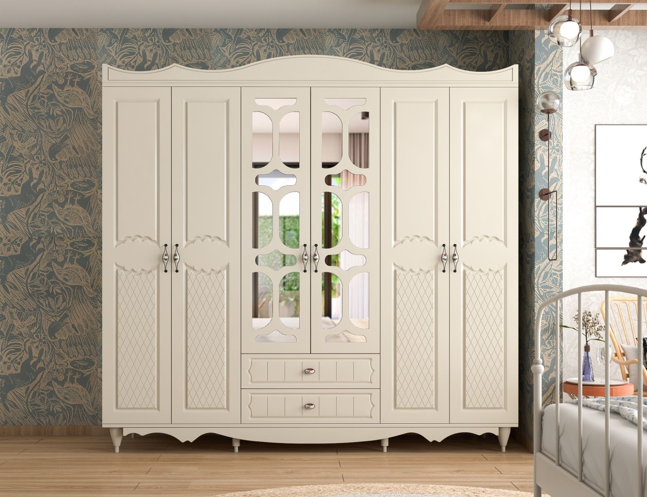 Furniture Dulap alb 190 cm Minas Mirror XL The Home Collection