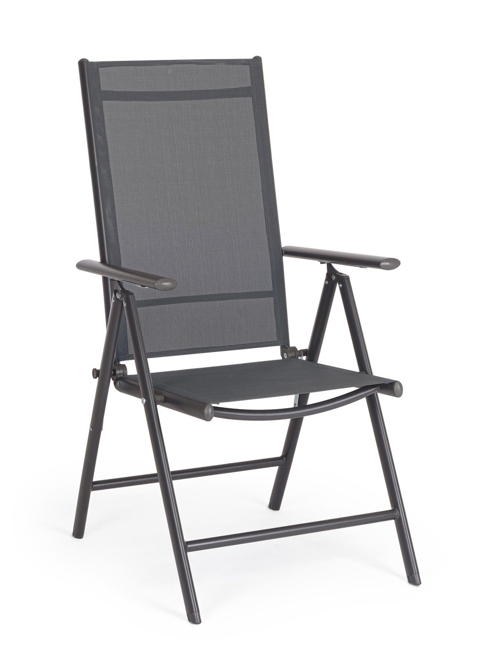 Outdoor Furniture Fotoliu recliner exterior negru din textil Michigan Bizzotto