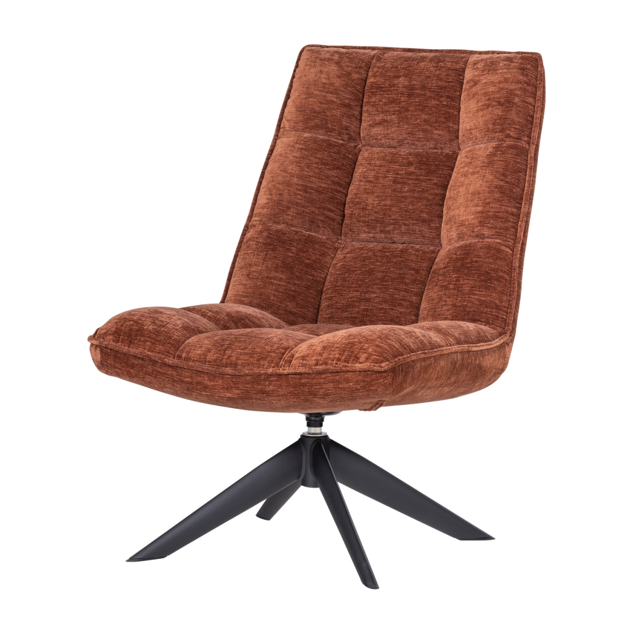 Chairs Fotoliu rotativ maro ruginiu din textil Jouke Chenille Woood